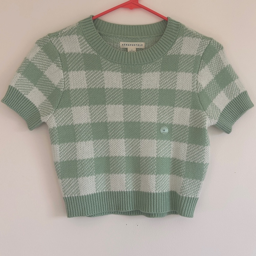 NWT Aeropostale plaid short sleeve sweater